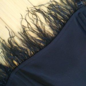 Nicole Miller Ostritch Feather Fringe Nora Black Jumpsuit size 10 Sophisticated